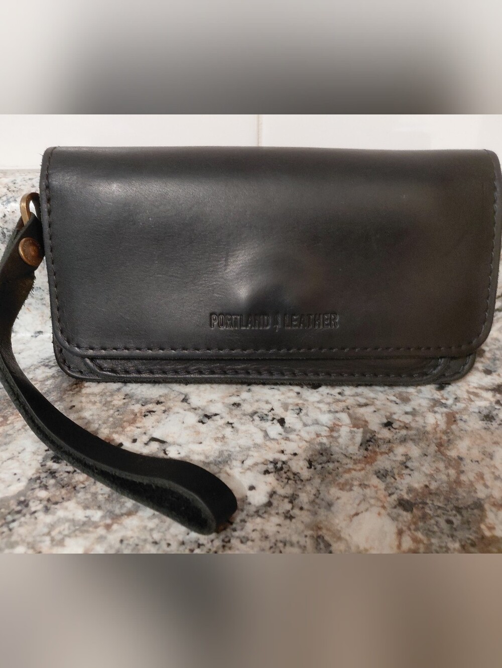 Portland Leather Goods Black Lily Leather Wristlet Wallet